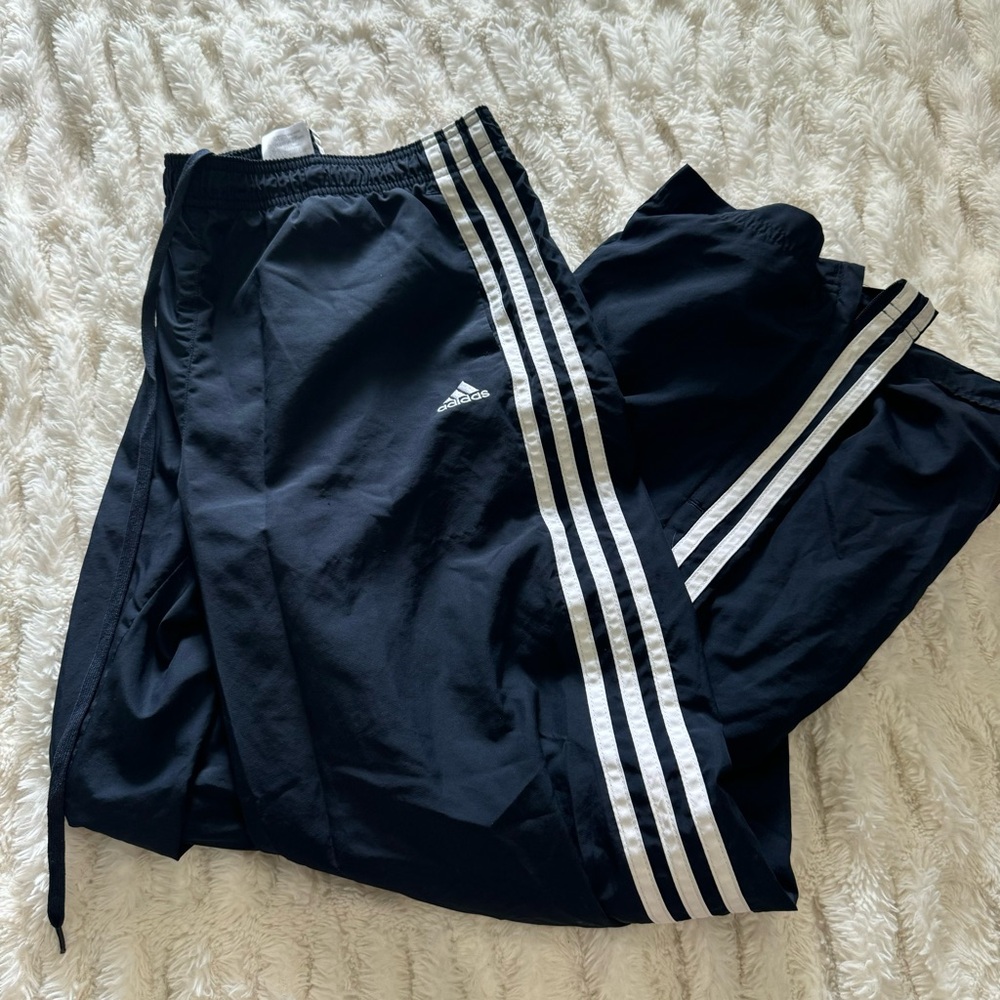 Adidas Navy 3 Stripe Windpants Size S